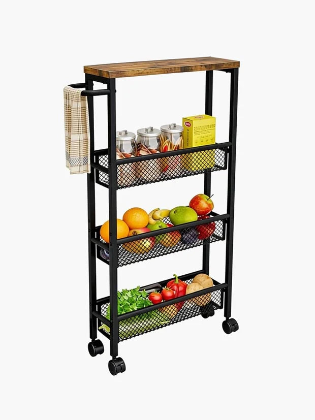 Slim Rolling Cart 4 Tier Narrow Storage
