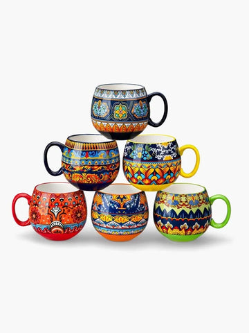 vancasso KRVI Bohemian Coffee Mugs Set of 6, 18 Oz Large Coffee Cups