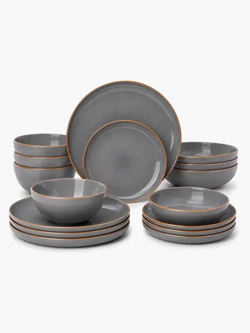 DIVCHI 16-Piece Dinner Set4 Ceramic Dinnerware 4 Dinner Plates 4 Side Plates 4 Shallow Bowls & 4 Deep Bowls