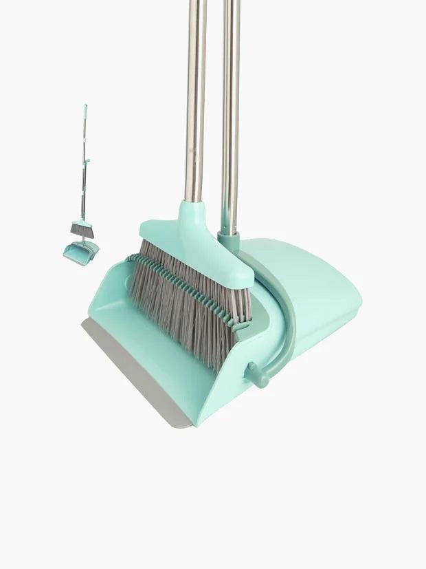 Broom with Dustpan Combo Set,141cm Long Handled,Green