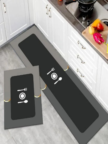 Kitchen Floor Mats, 2 PCS Kitchen Mat Set Size(Dark Gray, 40*60+40*120 cm)
