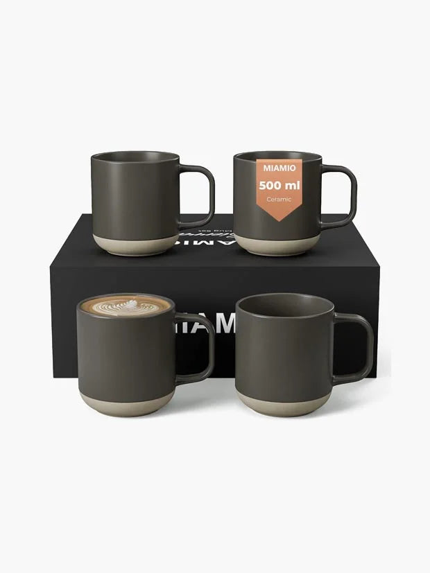MIAMIO - Coffee Mugs Set of 4 / Coffee Cups (500 ml) - Sierra (Basalt)