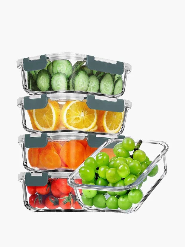 VERONES 5 PACK 36 OZ Glass Meal Prep Containers Set with Lids