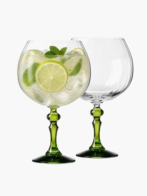 Krosno Gin Glasses Anise Green, Set of 2, 660 ml, Bubble Collection