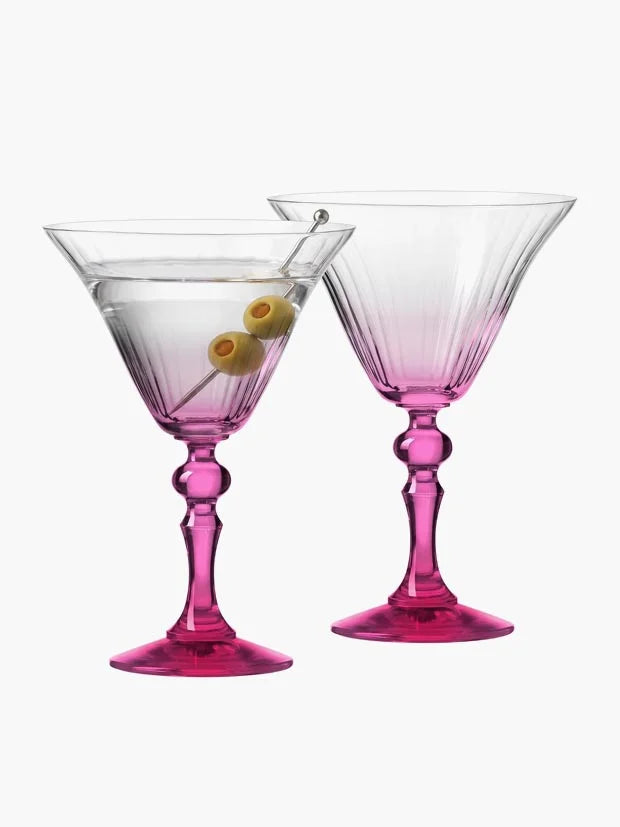 Krosno Martini Glasses Set of 2, 170 ml, Pink Stem, Bubble Collection