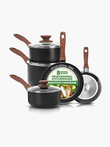 Kichly Non-Stick Granite 8 Pcs Cooking Pots and Pans Set