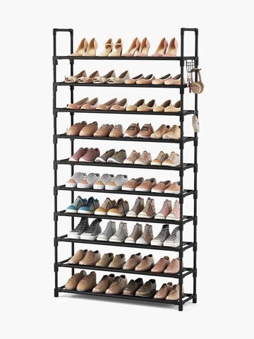 Shoe Rack, 10 Tier Shoe Storage Organizer with Hooks,175*72*30cm,XXL