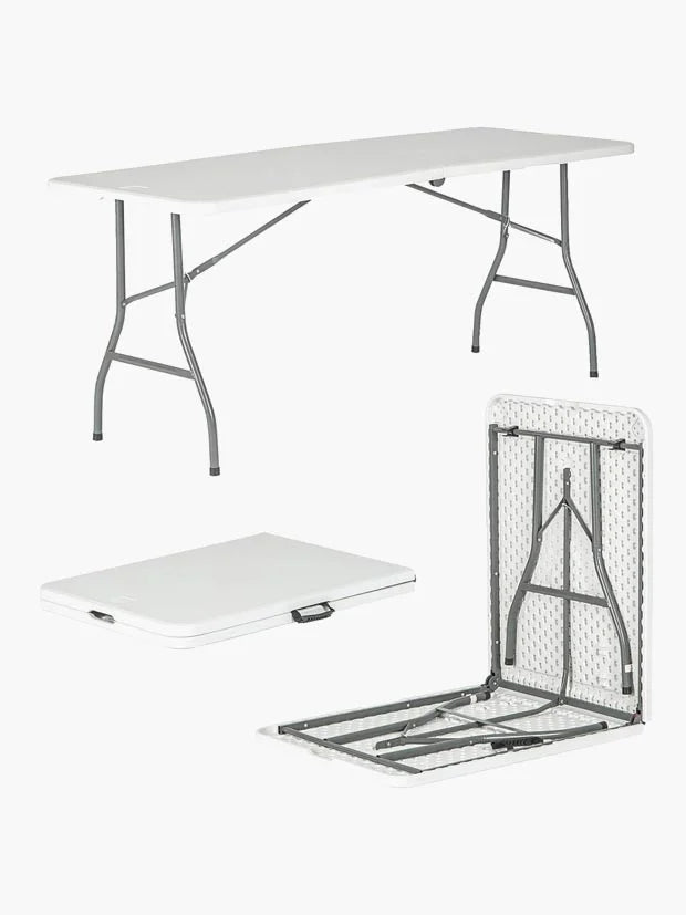 Harbour Housewares Rectangle Portable Folding Trestle Table 180cm - White
