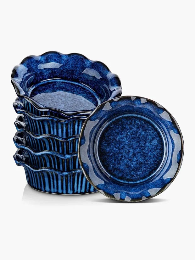 vancasso Ceramic Pie Dishes Set of 6, 13.3cm Individual Tart Tins for Oven and Baking, Small Pie Tin