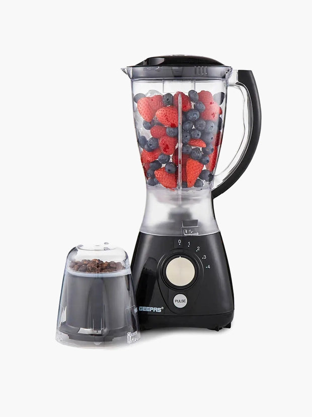 GEEPAS 1.6L Electric Jug Blender Smoothie Maker With Spice Mill 650W, White