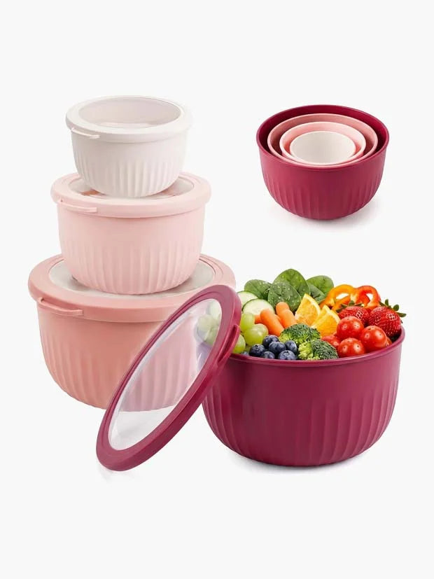 Mixing Bowls with Lids - 4Pcs Plastic Mixing Bowl Set