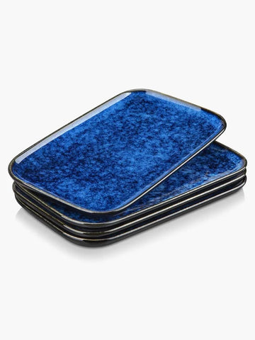 vancasso Stern 4-Piece Ceramic Serving Platter Set, 11 in, Blue