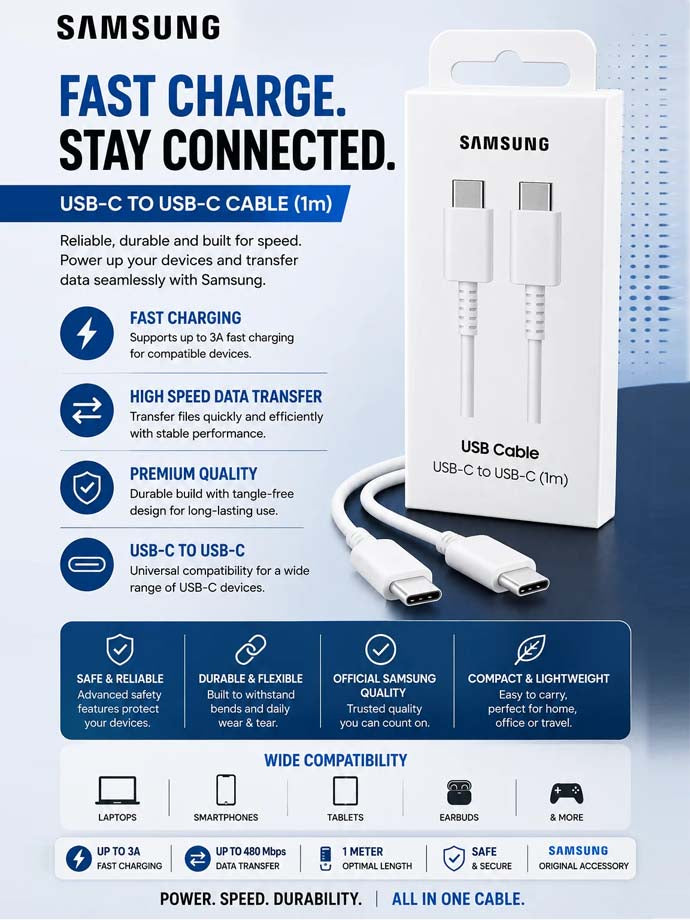 Samsung EP-DA705 USB-C Cable, White