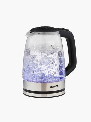 1.7L Black Rapid Boil Glass Electric Kettle With LED