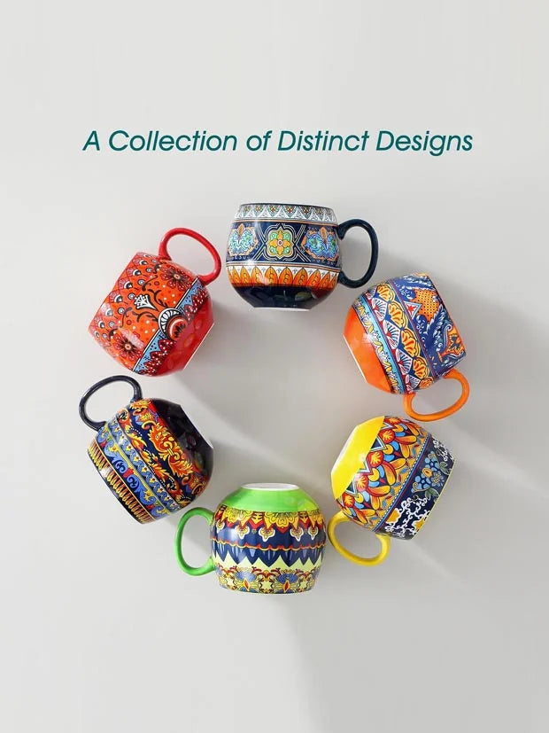 vancasso KRVI Bohemian Coffee Mugs Set of 6, 18 Oz Large Coffee Cups