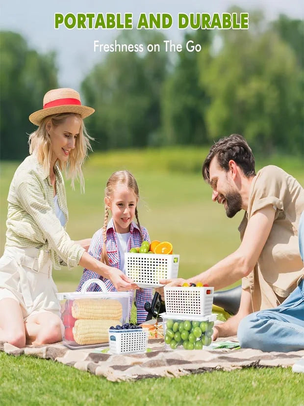Luxear Fresh Food Storage Containers for Fridge, 3 Pack 4L+1.7L+0.5L