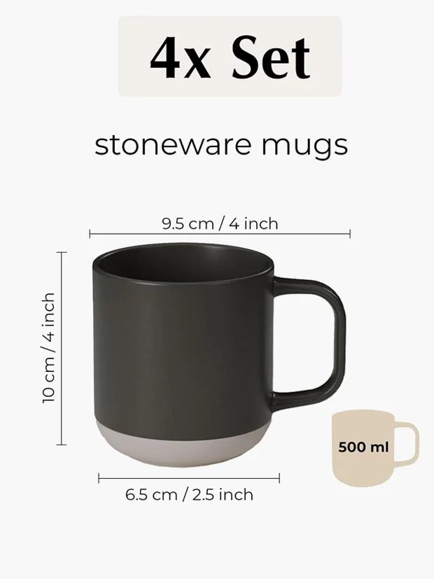 MIAMIO - Coffee Mugs Set of 4 / Coffee Cups (500 ml) - Sierra (Basalt)