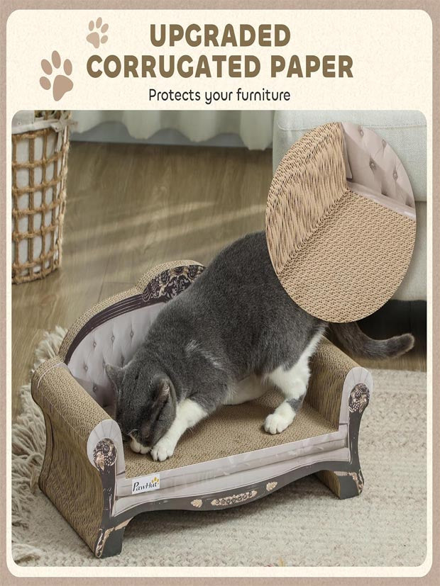 PawHut Cat Scratching Board 2-in-1 Cardboard Lounge with Catnip, Brown