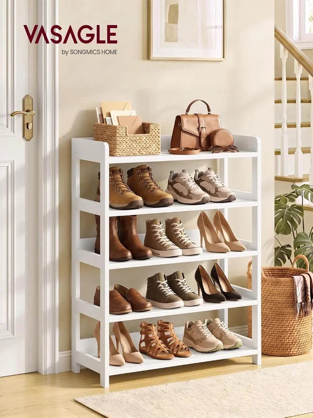 VASAGLE 5-Tier Shoe Rack, Open Shoe Storage with Top Tray