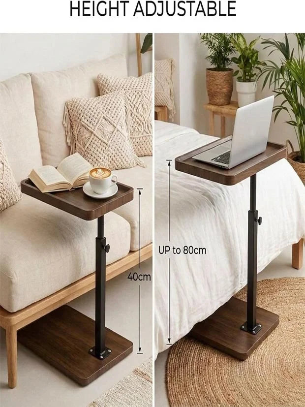 XUDREZ C Shaped Side Table 360 Swivel Adjustable 40-80cm Sofa Bedside Table