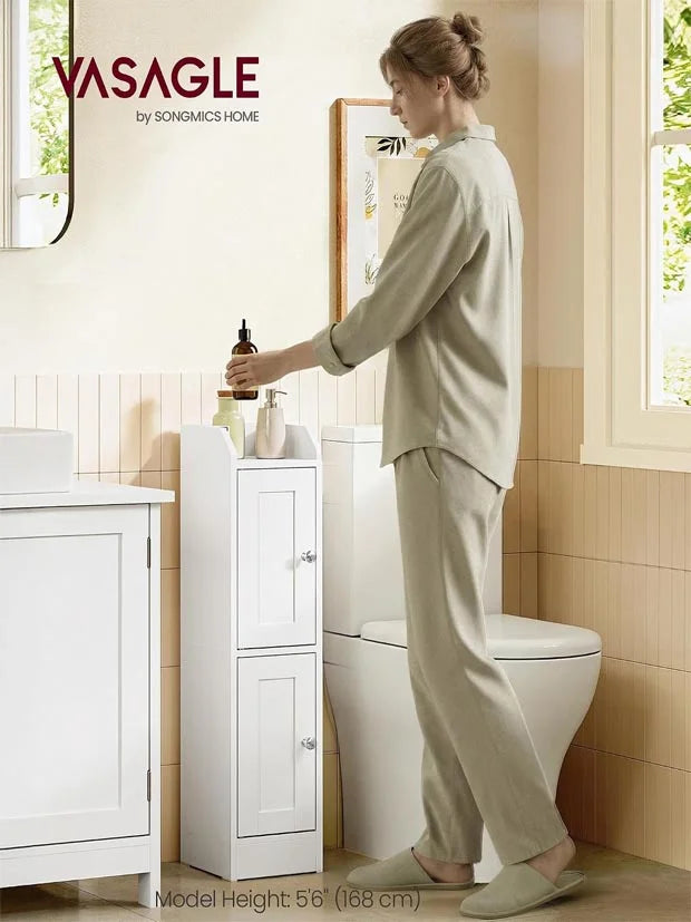 VASAGLE Slim Bathroom Cabinet, Narrow Toilet Paper Storage, Traditional