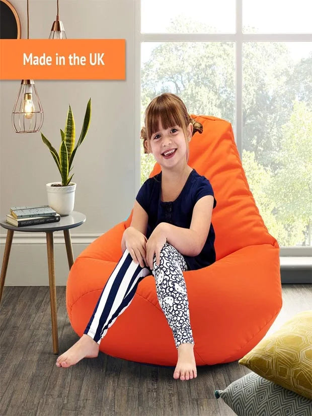 Beautiful Beanbags - Kids Highback Beanbag Chair, 35in - Orange