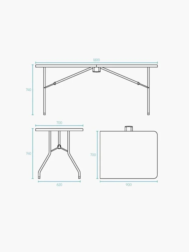 Harbour Housewares Rectangle Portable Folding Trestle Table 180cm - White