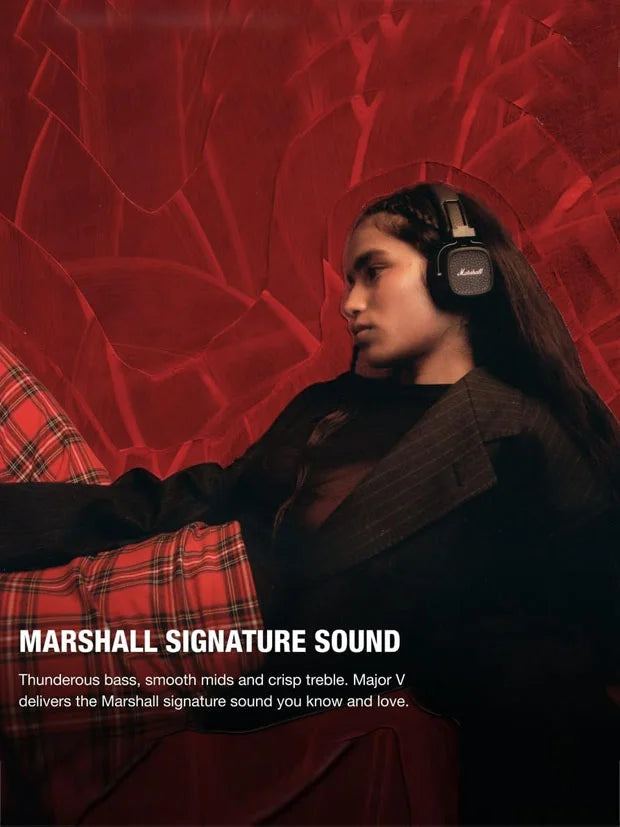 Marshall Major V Wireless On-Ear Bluetooth Headphones - 100+ Hr Playtime