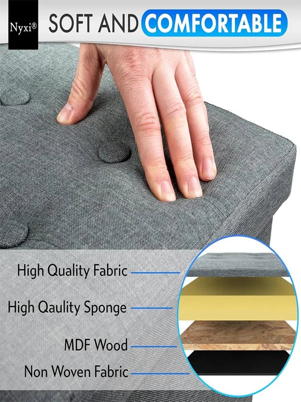 Nyxi Foldable Ottoman Storage Box,76x38x38cm, 80L Capacity