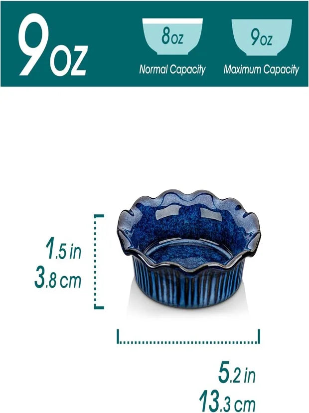 vancasso Ceramic Pie Dishes Set of 6, 13.3cm Individual Tart Tins for Oven and Baking, Small Pie Tin