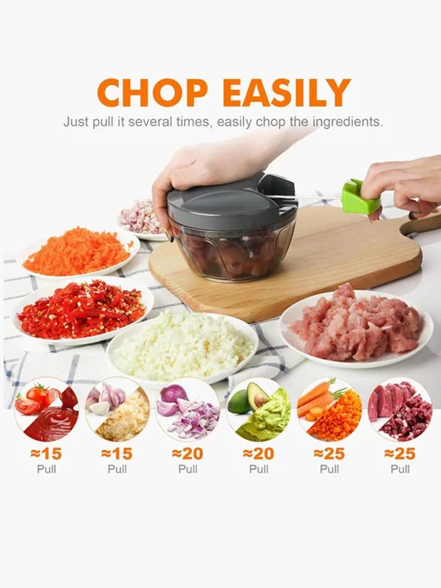 Ibergrif Manual Food Chopper, Vegetable Chopper with Easy Pull Cord