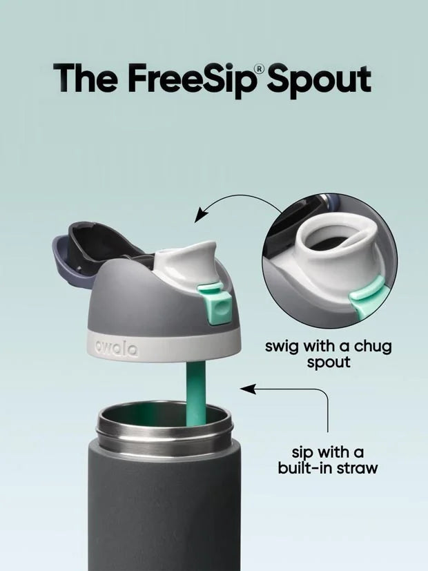 Owala FreeSip Insulated Stainless Steel Water Bottle, 710ml, Foggy Tide