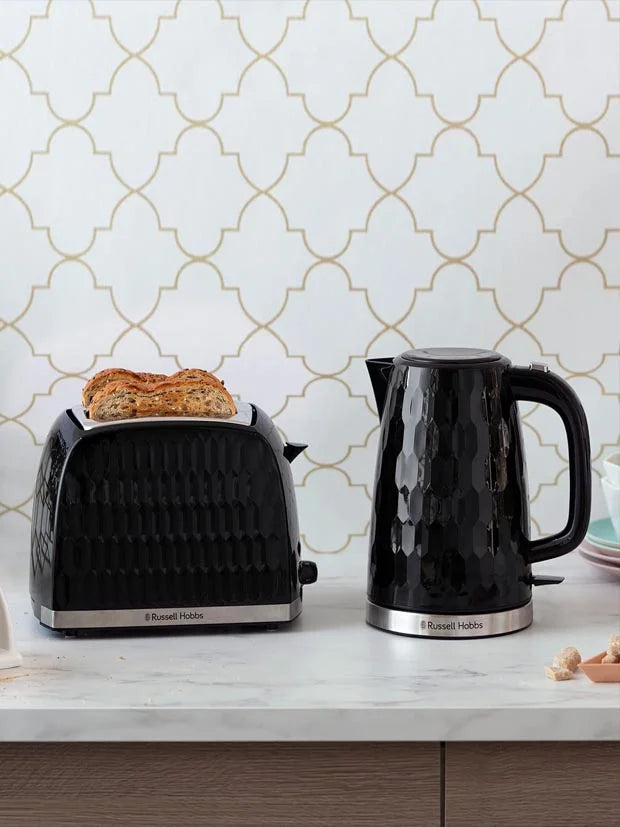 Russell Hobbs Honeycomb Black Cordless Electric Kettle, 1.7L