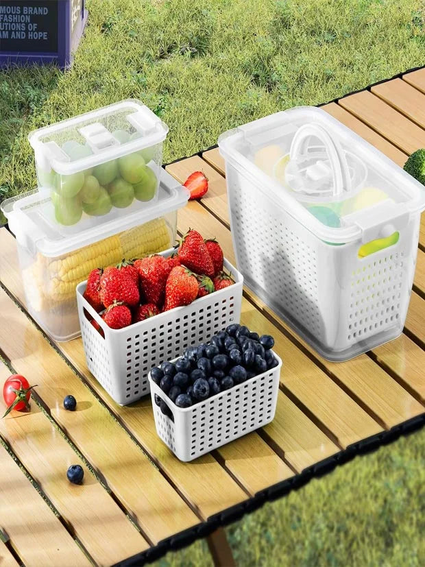 Luxear Fresh Food Storage Containers for Fridge, 3 Pack 4L+1.7L+0.5L