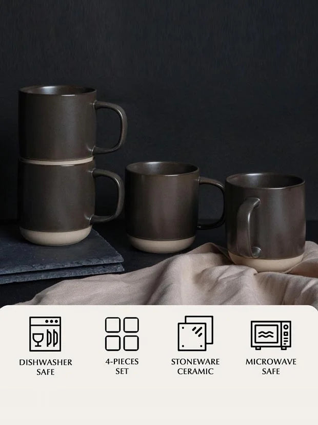MIAMIO - Coffee Mugs Set of 4 / Coffee Cups (500 ml) - Sierra (Basalt)