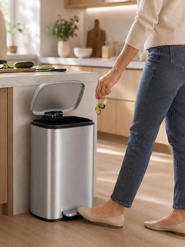 Nyxi 30L Kitchen Bin with Soft Close Lid, Stainless Steel Pedal Bin