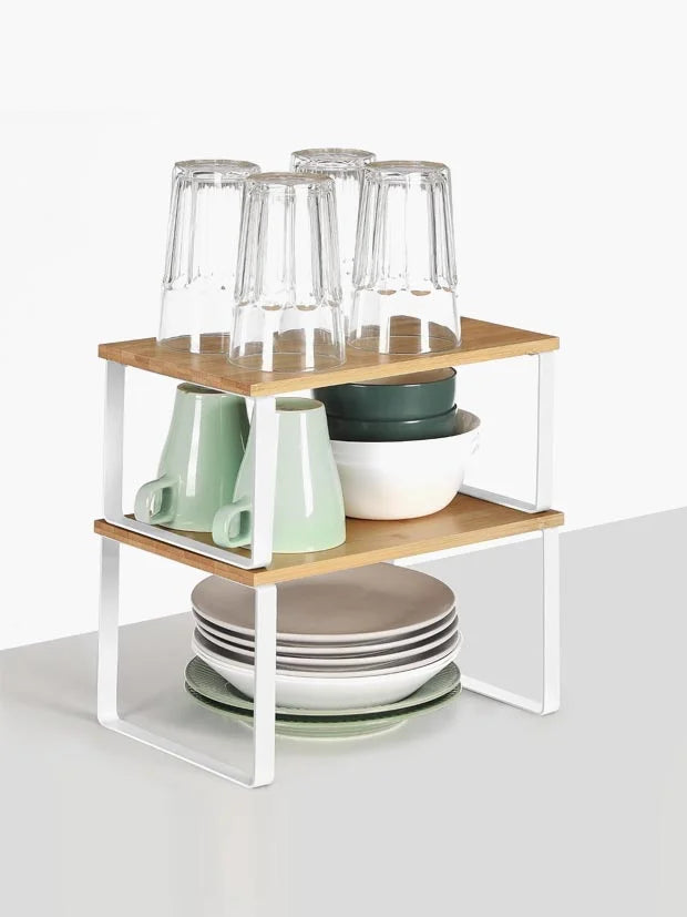 SONGMICS Spice Rack, Set of 2 Expandable Cupboard Shelf Organisers