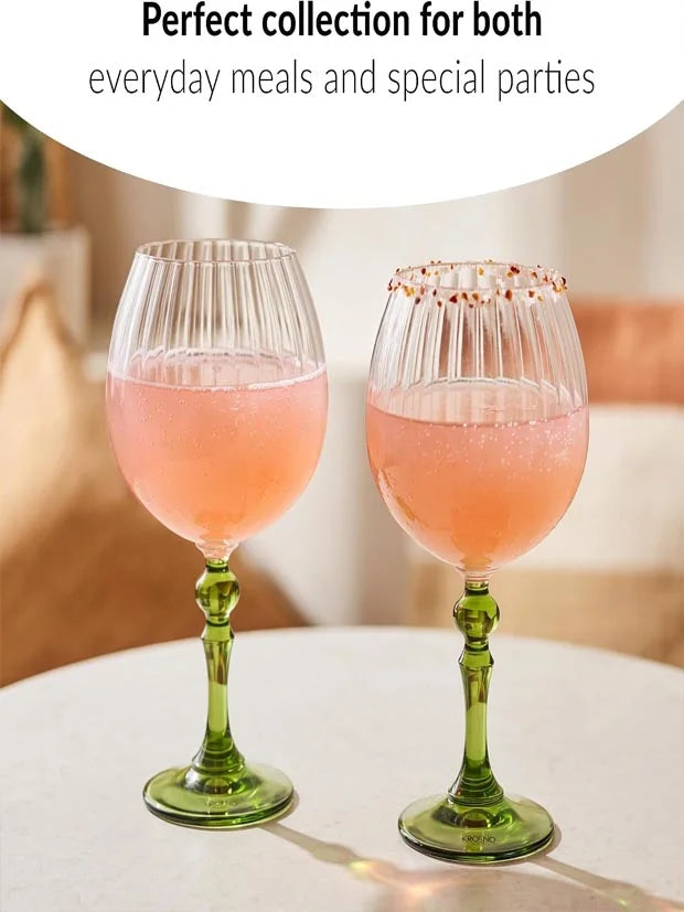 Krosno Gin Glasses Anise Green, Set of 2, 660 ml, Bubble Collection