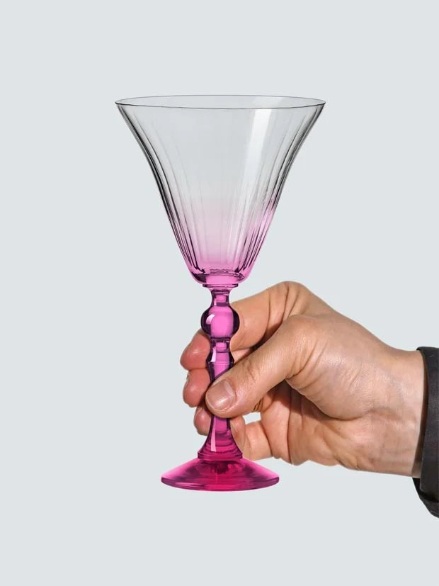 Krosno Martini Glasses Set of 2, 170 ml, Pink Stem, Bubble Collection