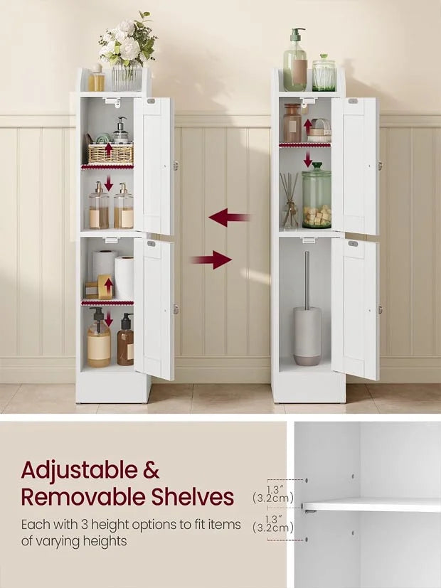 VASAGLE Slim Bathroom Cabinet, Narrow Toilet Paper Storage, Traditional