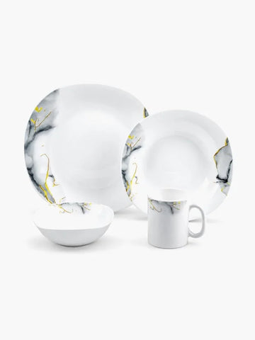 HOMSMYTH 16 Pcs Opal Glass Dinner Set