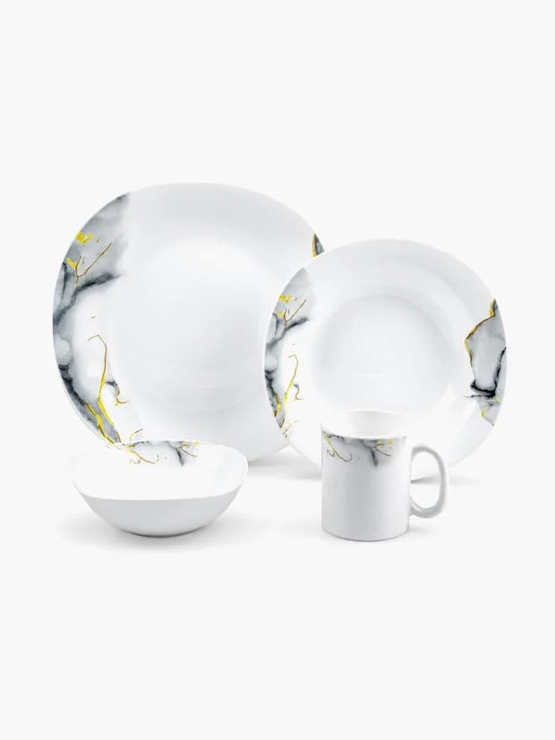 HOMSMYTH 16 Pcs Opal Glass Dinner Set