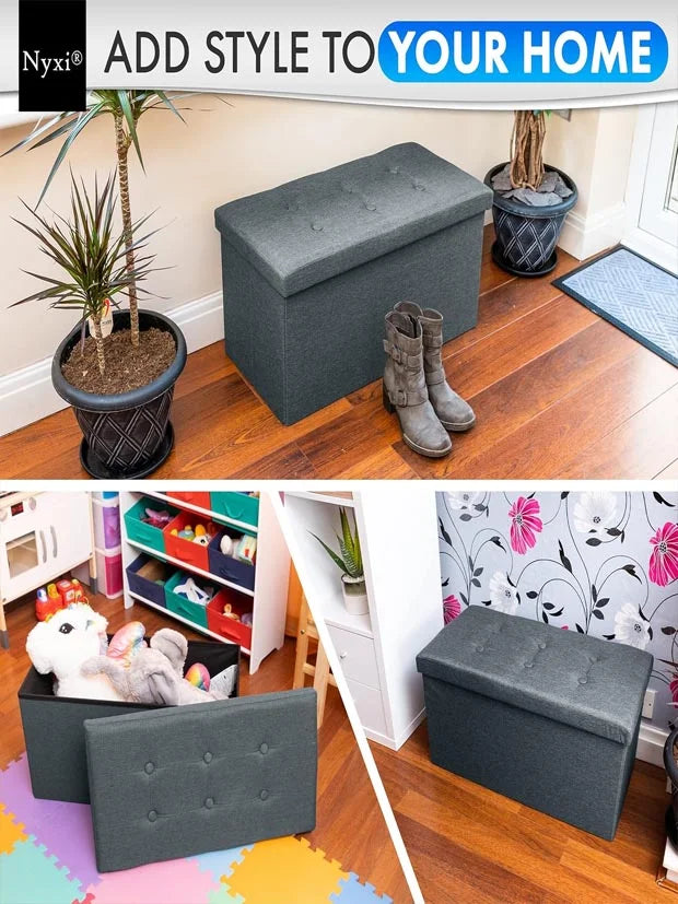 Nyxi Foldable Ottoman Storage Box,76x38x38cm, 80L Capacity