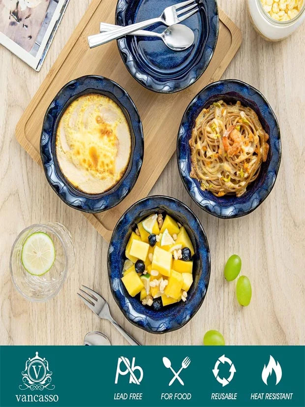 vancasso Ceramic Pie Dishes Set of 6, 13.3cm Individual Tart Tins for Oven and Baking, Small Pie Tin