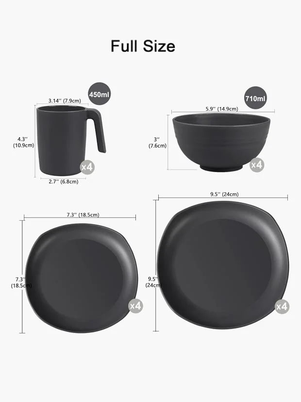 Greentainer Unbreakable Lightweight Dinnerware Sets, Plastic Dinner Set