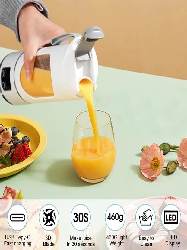 Portable Blender, 450ml Mini Blender USB Rechargeable Personal Blender for Shakes