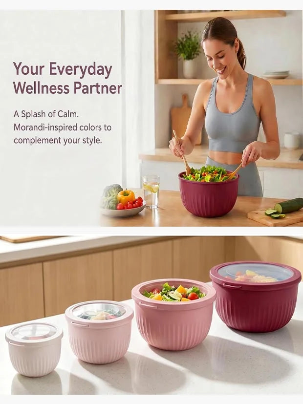 Mixing Bowls with Lids - 4Pcs Plastic Mixing Bowl Set