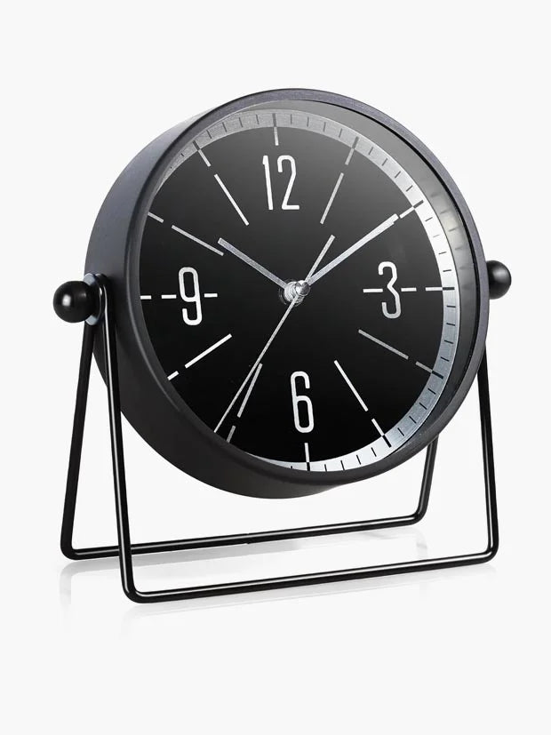 AYRELY® Vintage Black Metal Desk Clock – Battery Operated Table Clock