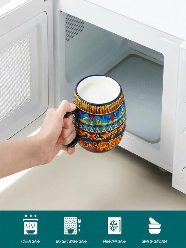 vancasso KRVI Bohemian Coffee Mugs Set of 6, 18 Oz Large Coffee Cups