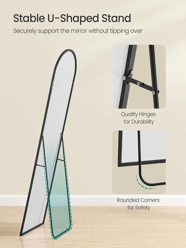 SONGMICS Full Length Mirror, 150 x 40 cm, Arched Full Body Mirror
